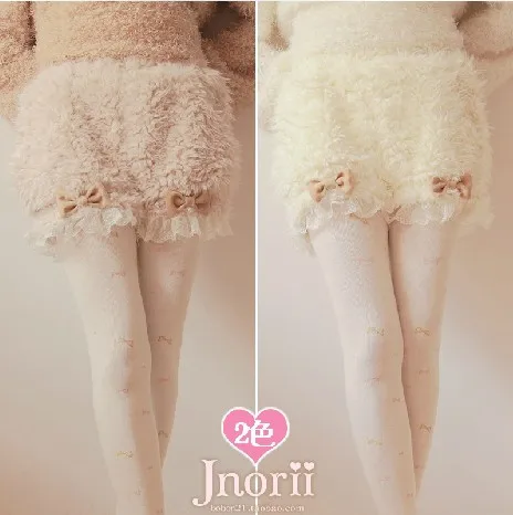 

Princess sweet lolita shorts bobon21 Exclusive original design bow Super thick lace villi sheep soft shorts B0955