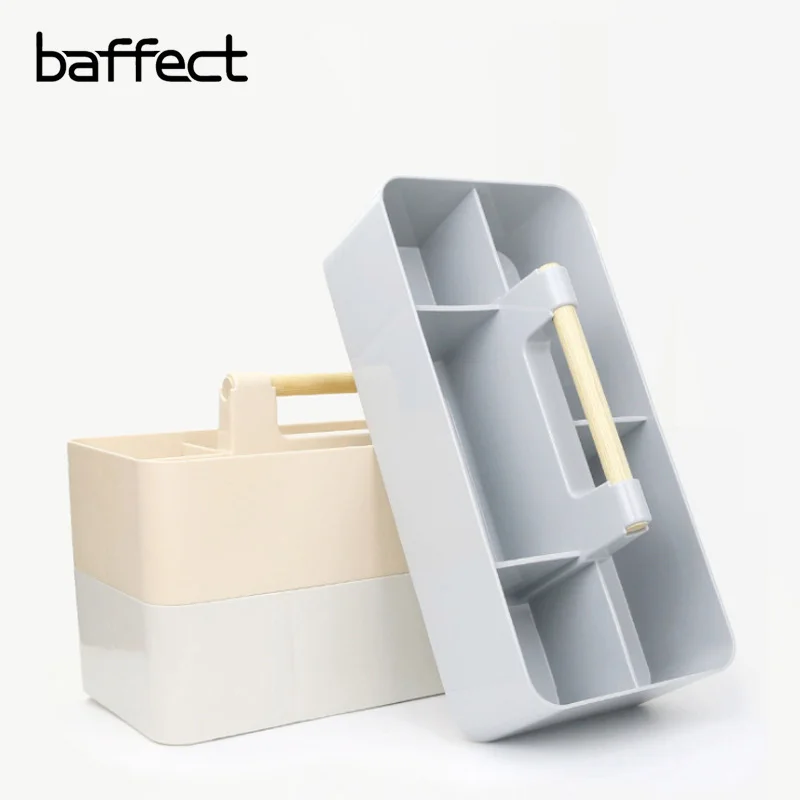 Baffect многофункциональная деревянная ручка, складывающаяся настольная коробка, решетчатая коробка для хранения косметики, Офисная коробка для канцелярских принадлежностей, отделочный Органайзер