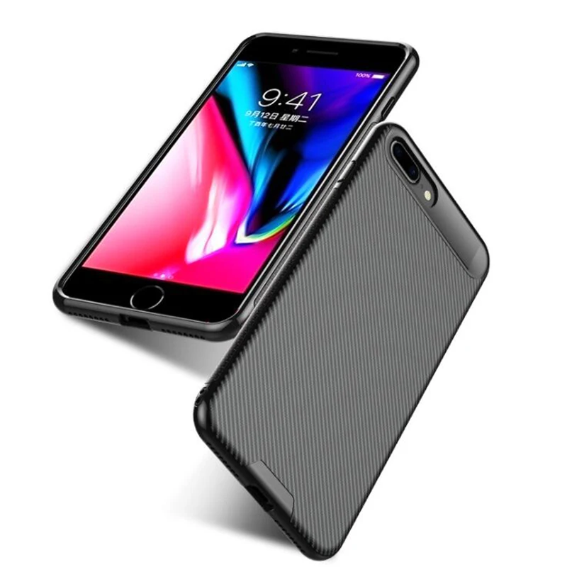 Fashion Soft Silicone Case for iPhone X Carbon Fiber Ultra Thin Slim TPU Back Protect Cases 7 8 Plus Cover Coque Capa |