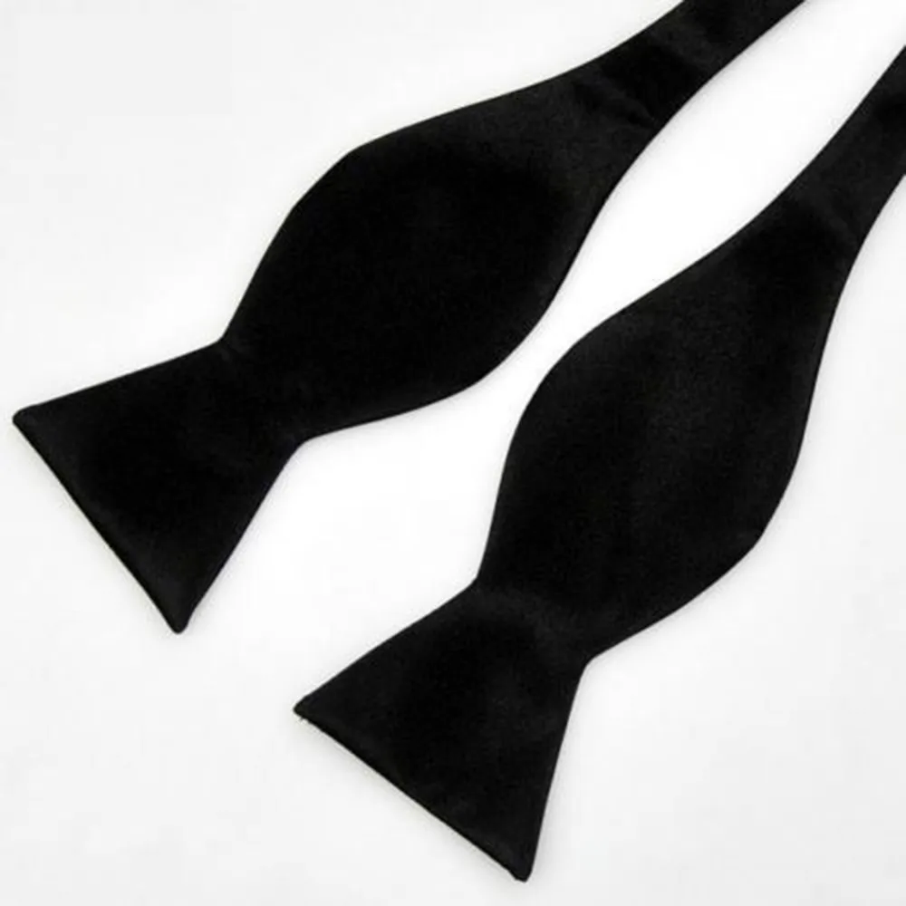 Men's Silk Satin Plain Solid Black Bow Tie Formal Wedding Bowtie Necktie Ties Gentle Italian Satin Solid Color Fashion Bow Ties neck tie