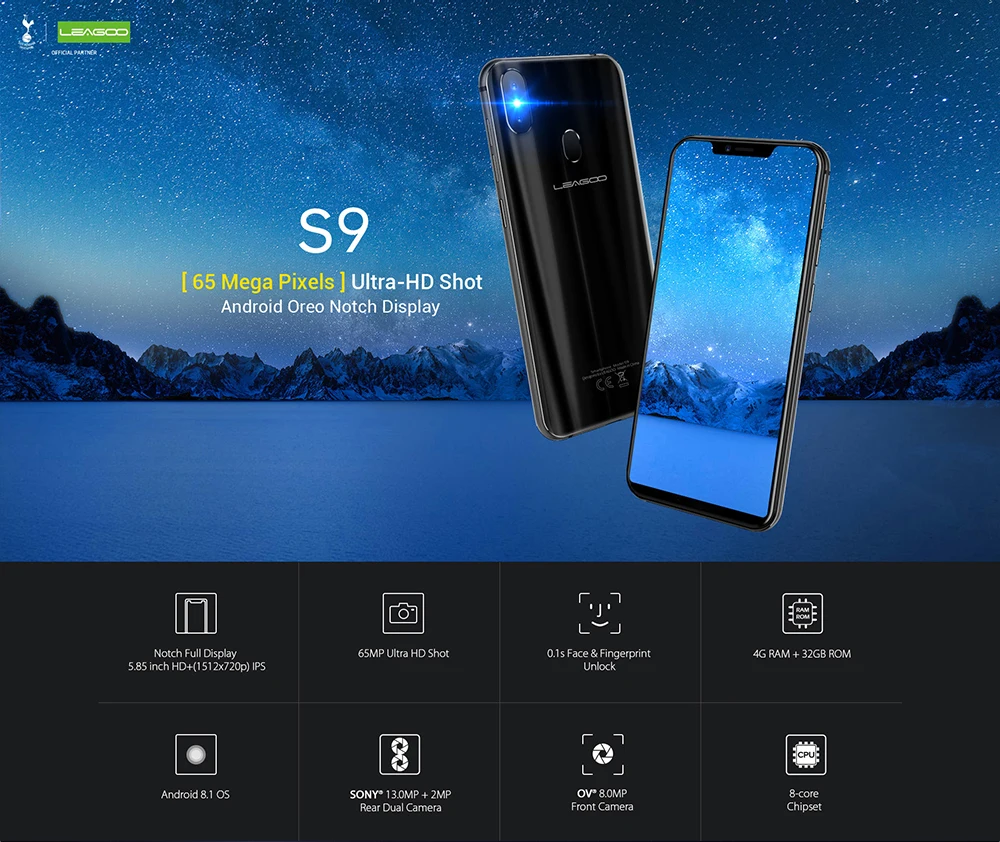 Original Leagoo S9 Android 8.1 Mobile Phone 5.85'' U-shape Display MT6750 Octa Core 4GB RAM 32GB ROM Smartphone Fingerprint OTG Original Leagoo S9 Android 8.1 Mobile Phone 5.85'' U-shape Display MT6750 Octa Core 4GB RAM 32GB ROM Smartphone Fingerprint OTG