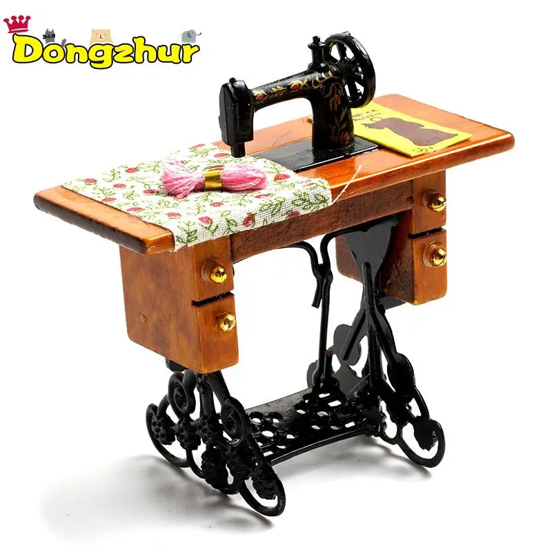 1:12 Scale Dollhouse Mini Sewing Machine Miniatures Furniture DIY Toys