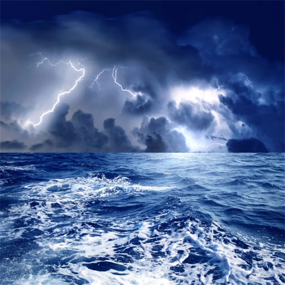 Laeacco Fulmination Sea Waves Dark Clouds Scene Photography Backgrounds Customized Photographic Backdrops For Photo Studio | Электроника