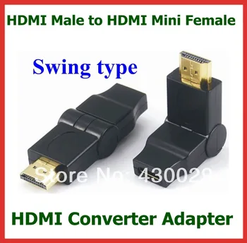 

50pcs Gold Plated HDMI Male to Mini HDMI Female Swing Type Converter Adapter Connector High Quality