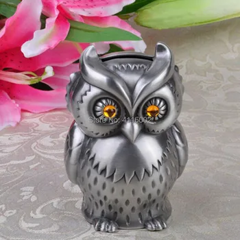 

10pcs Fashion Family Decoration Vintage Metal Money Box Owl Coin Metal Piggy Bank Saving Box Birthday Gift