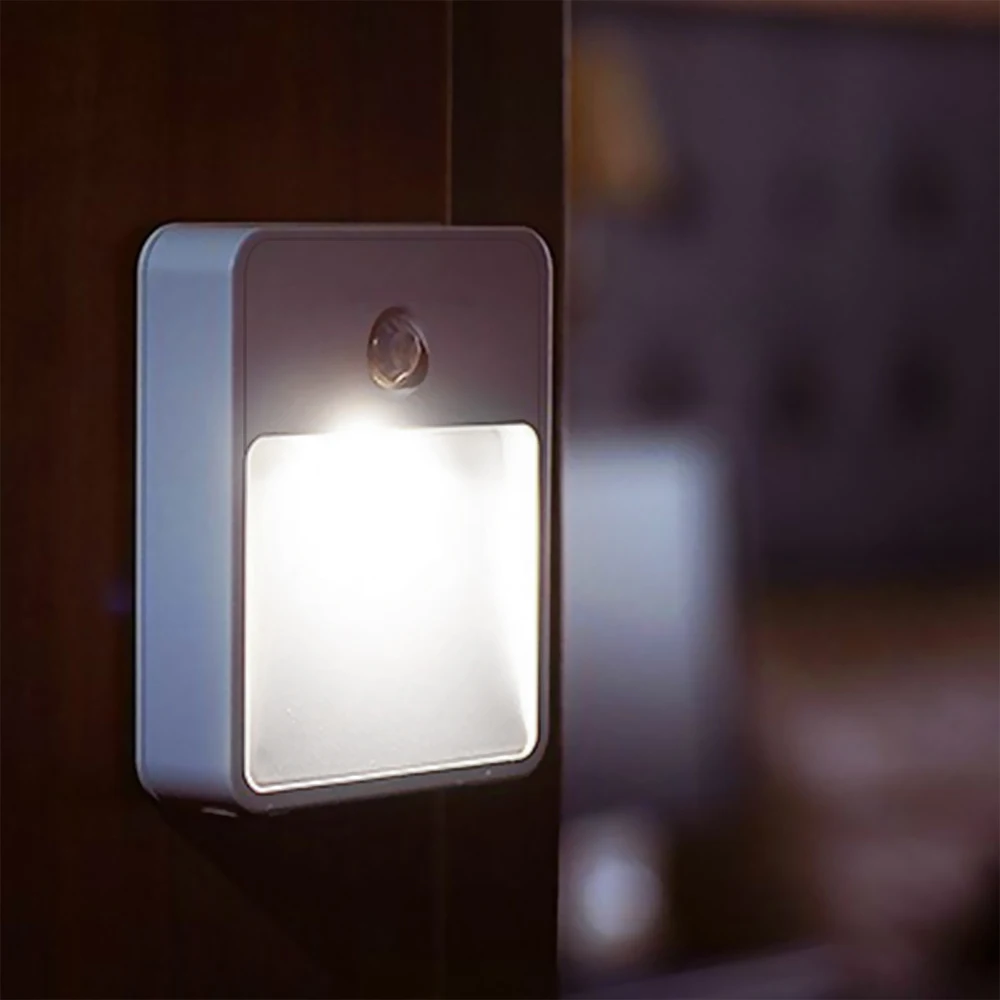 

DBF Portable LED Wireless Motion Sensor Night Lights 2 LED 4*AAA Batteries Powered Porch Lamp for Hallway Pathway WC Night Light