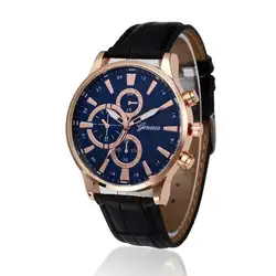 Женева Новая мода Для мужчин смотреть Винтаж дизайн кожаный Аналоговый Кварцевые часы Для женщин часы Бизнес часы Relogio Masculino часы # F
