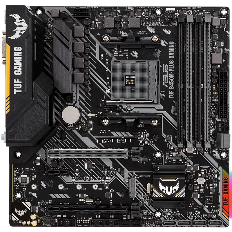 Игровая плата ASUS TUF B450M-PLUS GAMING AM4 64GB 4DDR4 1xM. 26* SATA III PCI-E 3,0 HDMI DVI Micro ATX