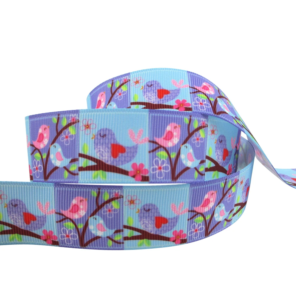 

David accessories 1''25mm dog bird animal printed polyester ribbon 5yards,DIY handmade materials, 5Yc2726