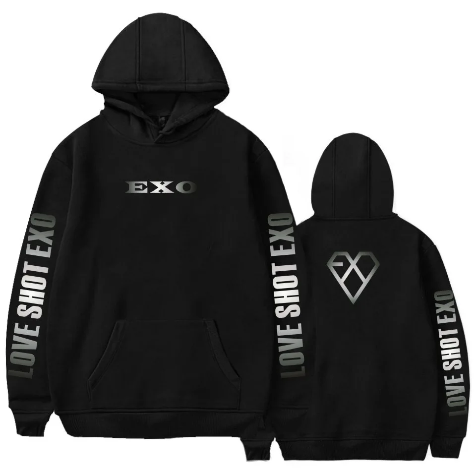 Kpop EXO Толстовка Женская Корейская хип-хоп пуловеры осенние толстовки с капюшоном уличная Harajuku женская одежда для фанатов - Цвет: black1