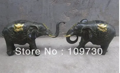 

bir 00859. Lucky Chinese Fengshui Pure bronze elephant Stautes Figures Pair