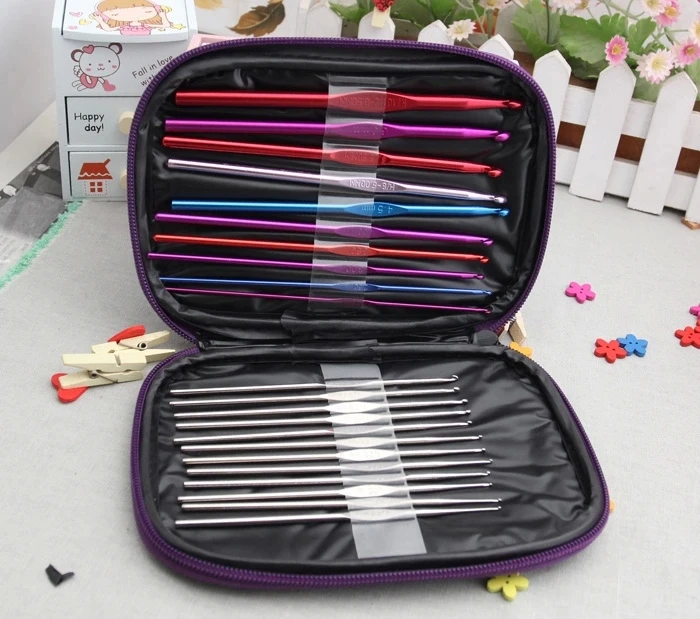 Высокое качество 22 шт набор разноцветных алюминиевых крючков для вязания крючком иглы для вязания плетения крафт пряжа