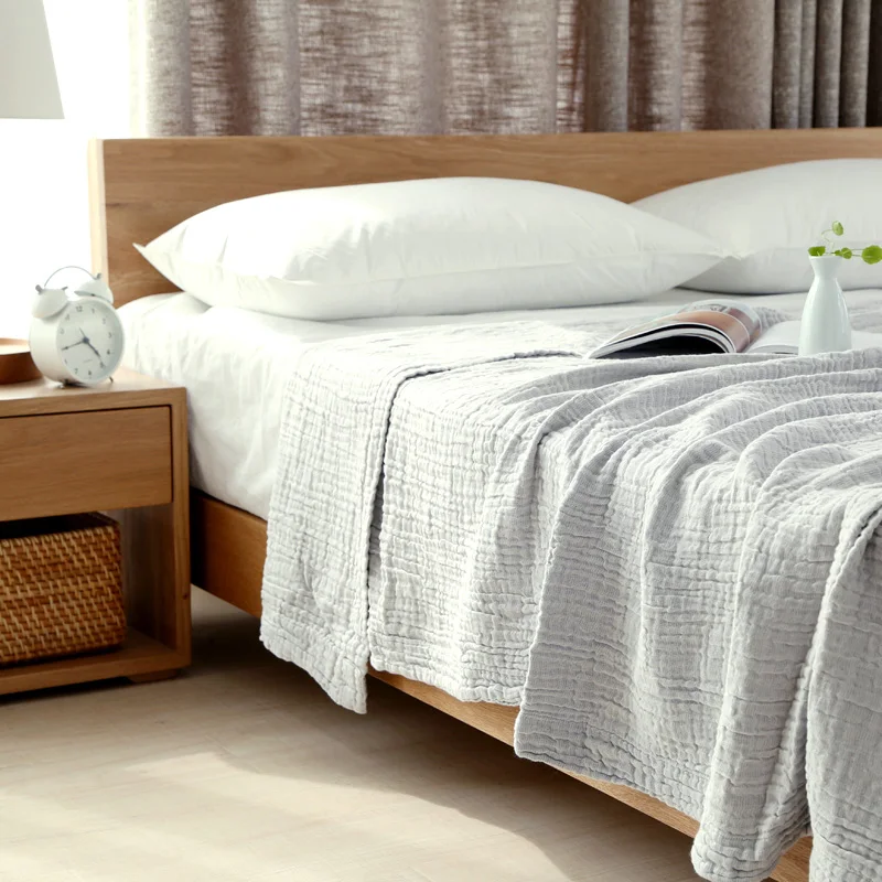 

Summer Solid Brief 100%washing cotton throw blanket 3 layers muslin child air sofa throws office bedding decorative home textile