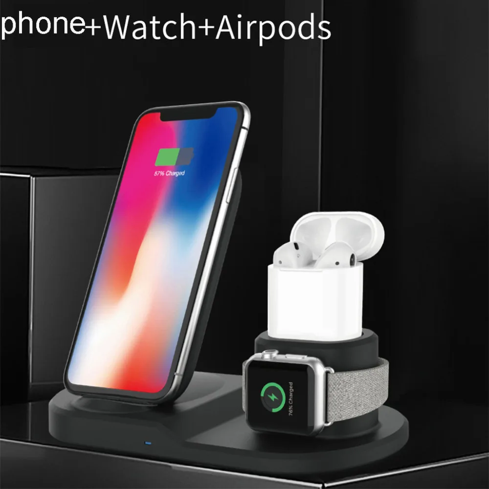 

Stylish Qi Wireless Charging Charger Holder for Apple Airpods 2th for Apple Watch Series 1/2/3/4 series high quality