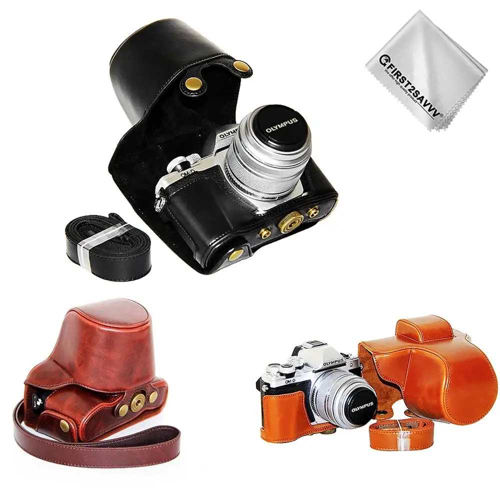 Dell'Unità Di Elaborazione Di Cassa Protettiva Di Cuoio Metà Del Corpo Della Copertura Di Base Per Olympus Omd Em10 Iii E-M10 Mark Iii Em10 Mk3 Con 14