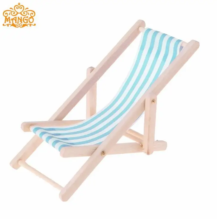 Для кресла Барби кукольный домик аксессуары для мини-мебели модель готовая полосатый деревянный шезлонг стул пляжный стул многоцветный