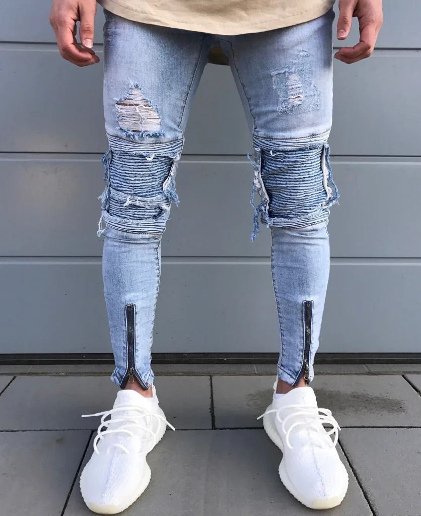 Mens skinny jeans with zippers at ankle Clearance