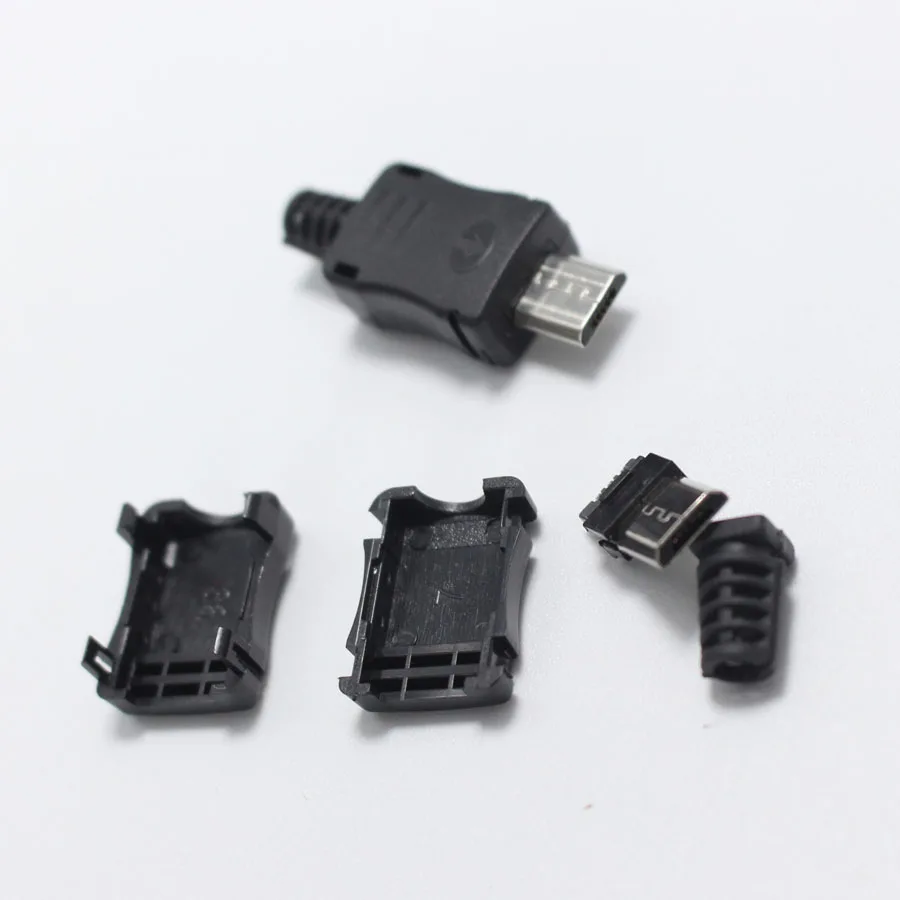 10 комплектов DIY Mini/Micro USB 5Pin сварочный штекер 4 в 1 90/180 градусов разъем адаптер для OD 4,0 мм провода черный - Цвет: 004