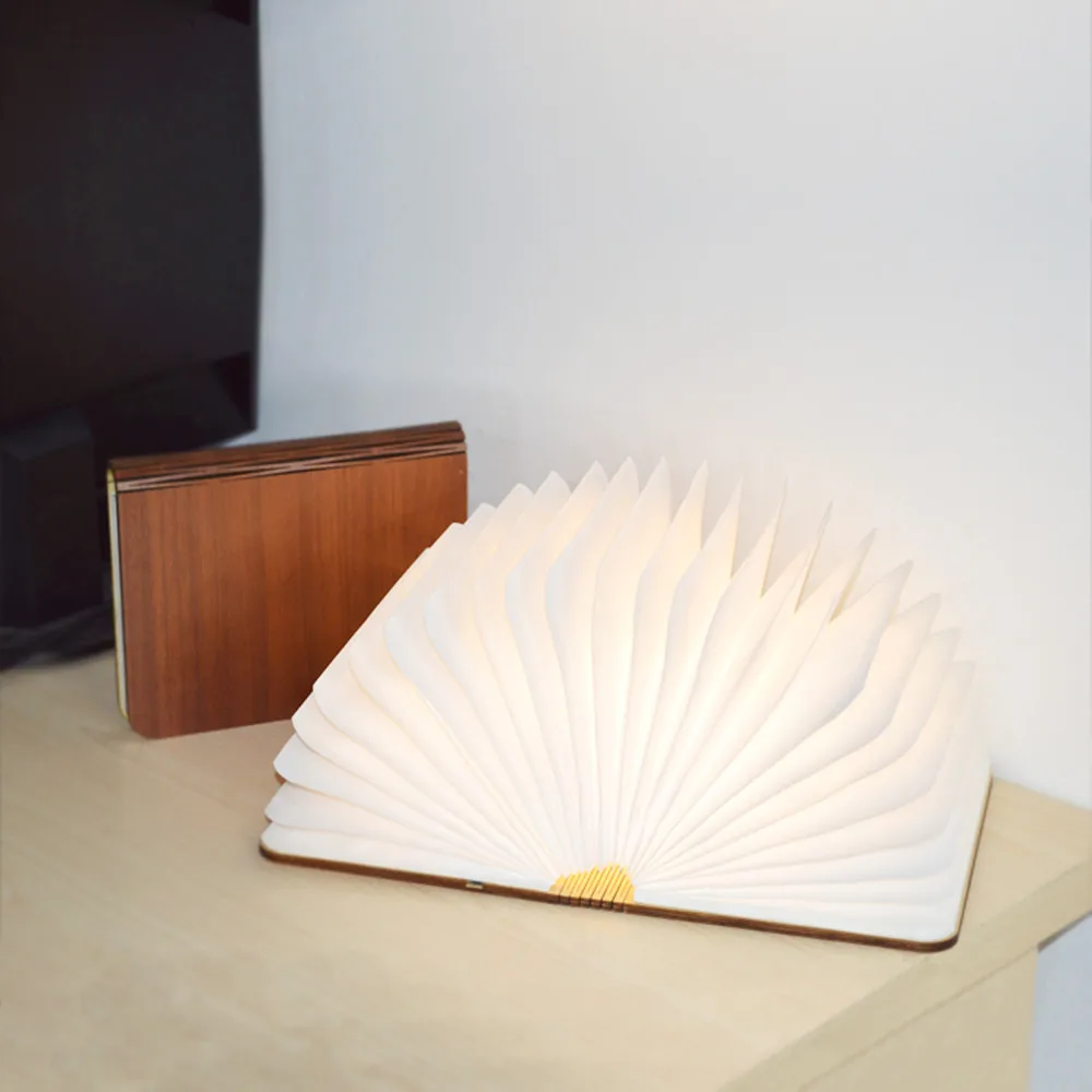3 in 1 Creative Wooden LED Book Light Bluetooth Speaker MP3 Player Folding USB Colorful Romantic Night Light Bedside Lamp Gift (3)