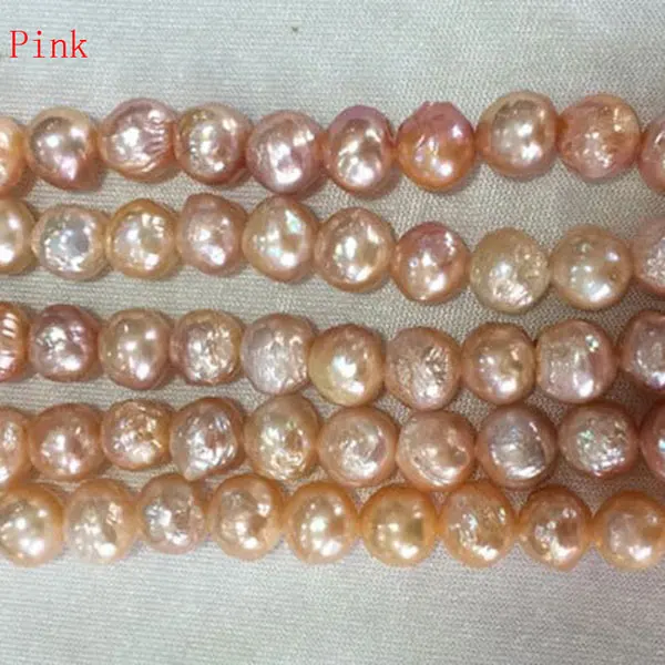 

Wholesale 10-11mm Natural Pink Round Big Edison Baroque Pearl Loose Strand