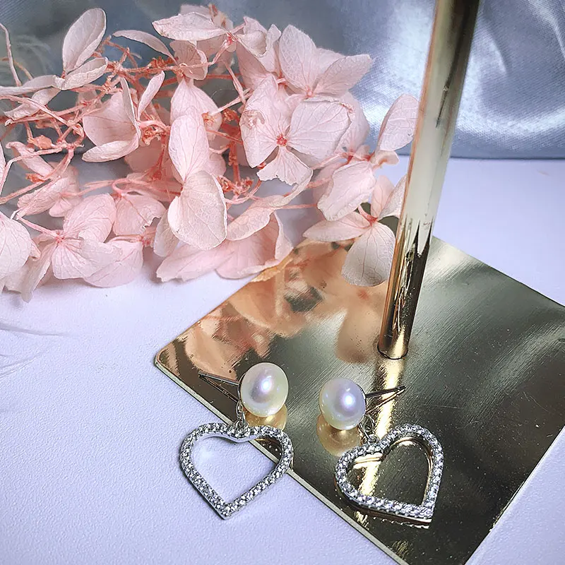 

Fashion Pearl Love Shape Earrings 925 Sterling Silver for Women