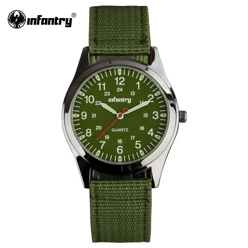 Пехота военные часы Для Мужчин Светящиеся в темноте наручные Для мужчин s часы лучший бренд класса люкс Армейский Зеленый Нейлон Тонкий