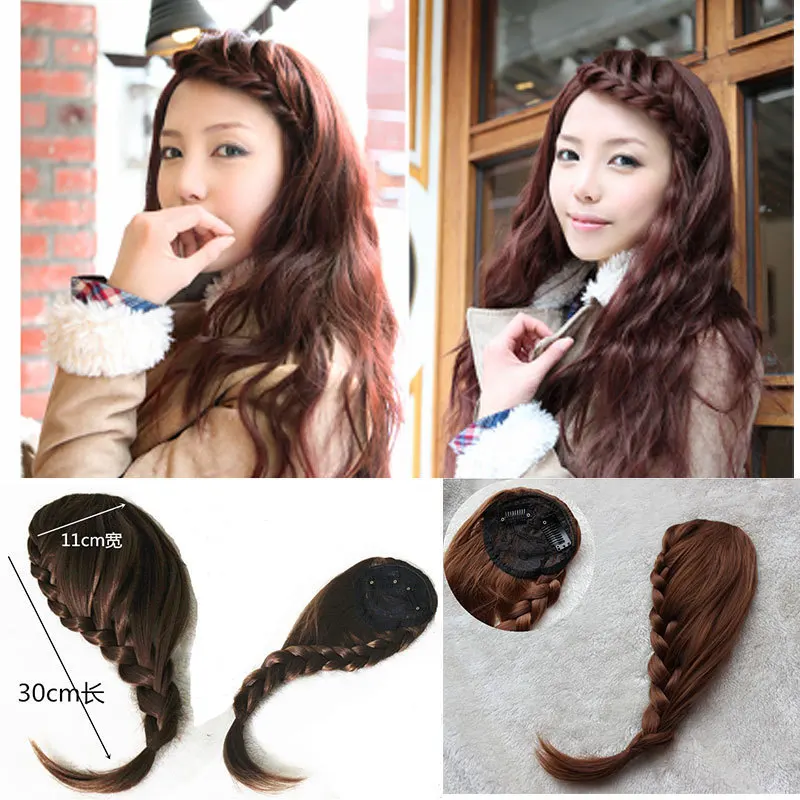 Fashion New Women Clip In Fringe Braiding Right Left Inclined