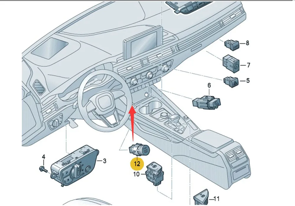 8W1905217E хром красная кнопка старт/стоп машинное масло давление переключатель для Audi A4 B9 S4 RS4 A5 S5 RS5 Q5 8W1 905 217 E