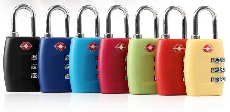 

TSA Security Code Luggage Locks 3 Digit Combination Steel Keyed Padlocks Approved Travel Lock for Suitcases Baggage 6colors