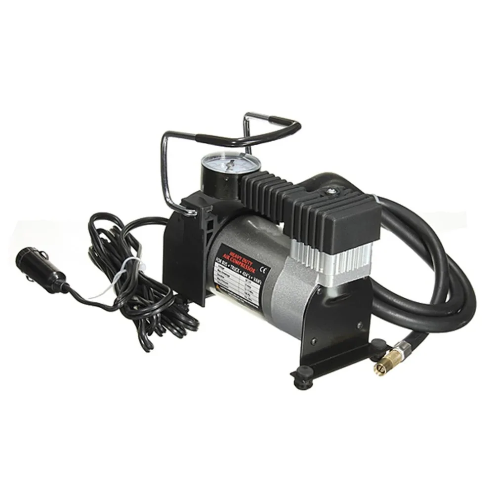 

12V 14A Heavy Duty Volume Air Compressor Car Tyre Inflator 300PSI, Black and Silver