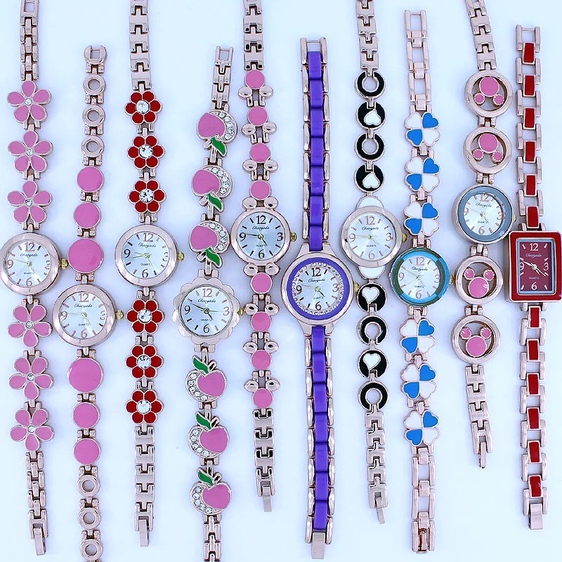 Разноцветные Женские кварцевые наручные часы цвета розового золота 10 шт.|gift