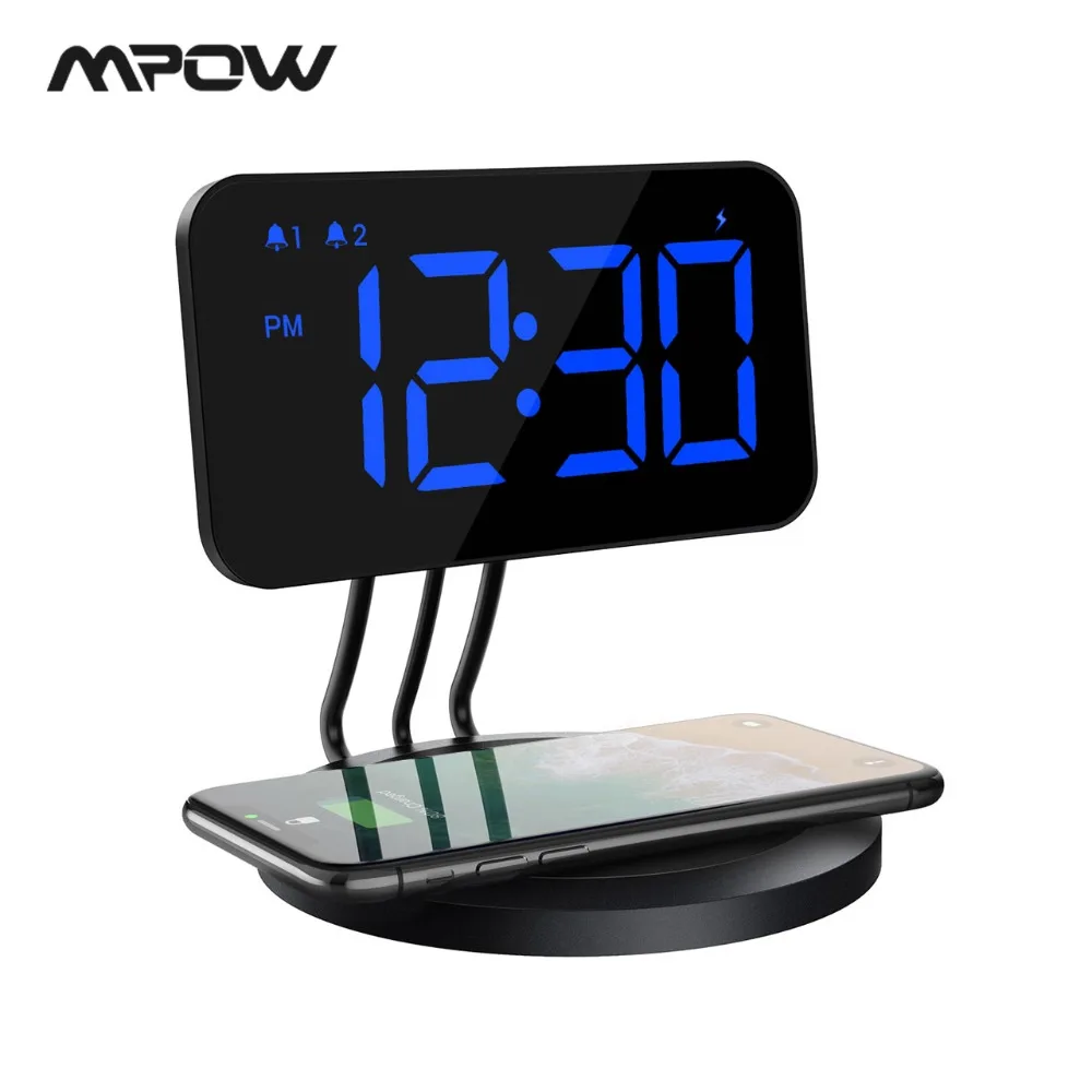 

Mpow HM346 Digital Alarm Clock With 5W Wireless Charger 4.7'' LED Display 6 Level Brightness 12/24h Time Format Snooze Function