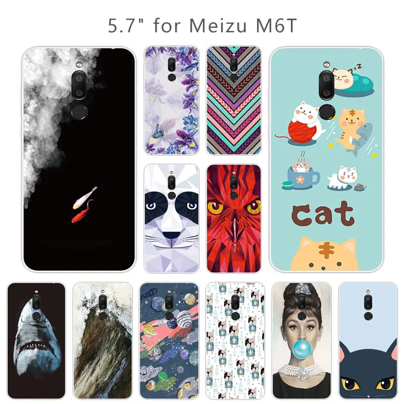 For Meizu M6T Silicone TPU Pieces Phone Cases Luxury Fundas Soft Ultra Thin 5.7&quot Back Cover Colorful Black Matte Shell for |