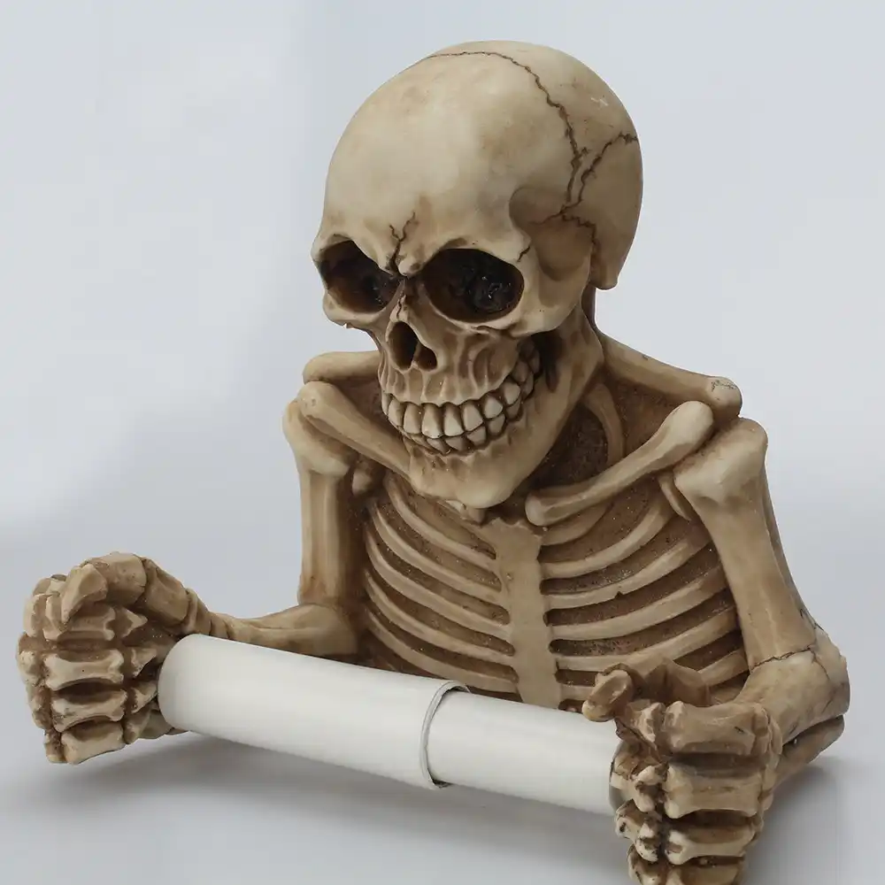 Skull Toilet Paper Towel Roll Holder Wall Hanging Mount Bone Dry Tissue Holder Skeleton paper towel Toilet holder stand for Bathroom Kitchen Halloween Decorations
