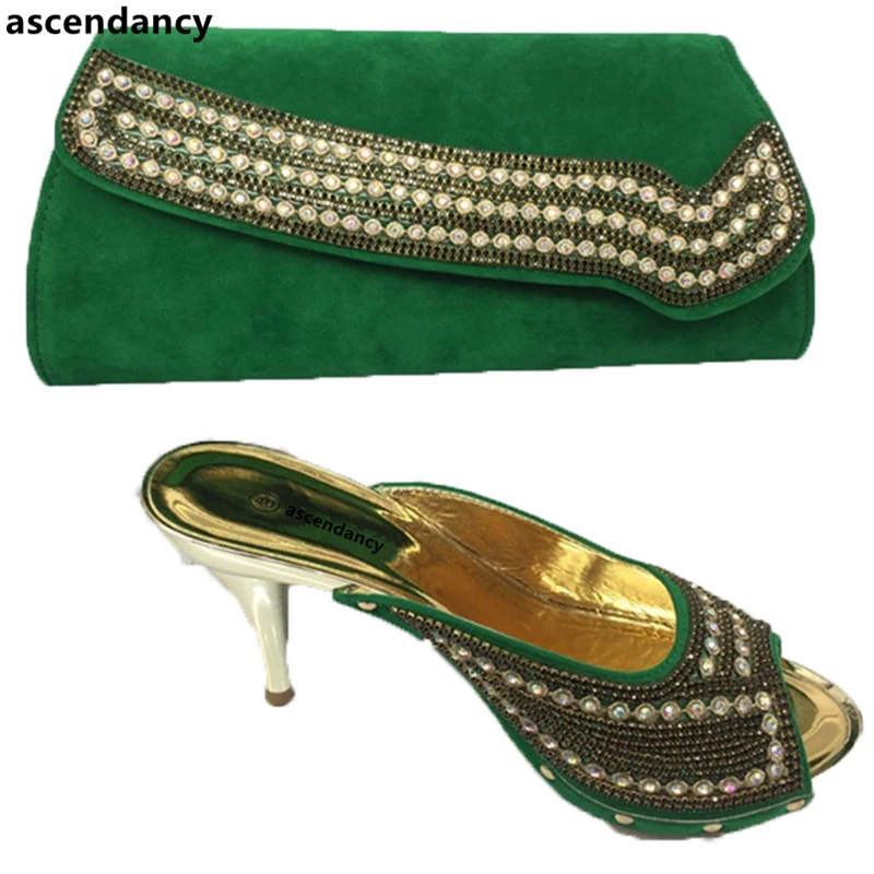 Couleur bleu fuchsia Chaussures Sacs vert pourpre Ensemble Femmes Et Strass Sac Mariage De Correspondre Italiennes Avec Nouvelle Dames Noir Décoré Pourpre Pour À Nigérian AwBdARq