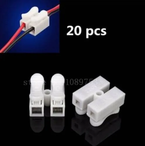 20Pcs 2P CH2 Quick Connector Cable Clamp Terminal Block Spring Connector Wire LED Strip Light Wire Connecting 250V 10A