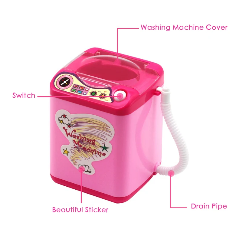 Новая горячая мини-электрическая стиральная машина для девочек, игрушки для мытья макияжа, щетки для чистки, устройство для моделирования, автоматические чистящие наборы инструментов