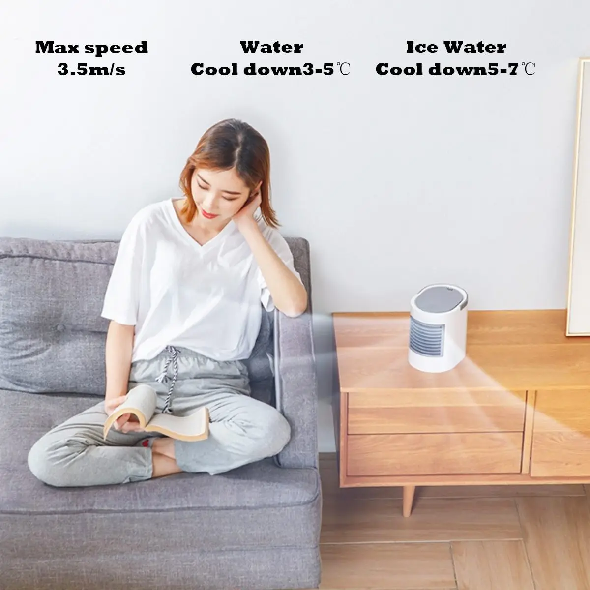 

Air Conditioner USB Mini Portable Conditioning Fan Humidifier Purifier LED Light Air Cooling Fan Air Cooler Fan Office Home