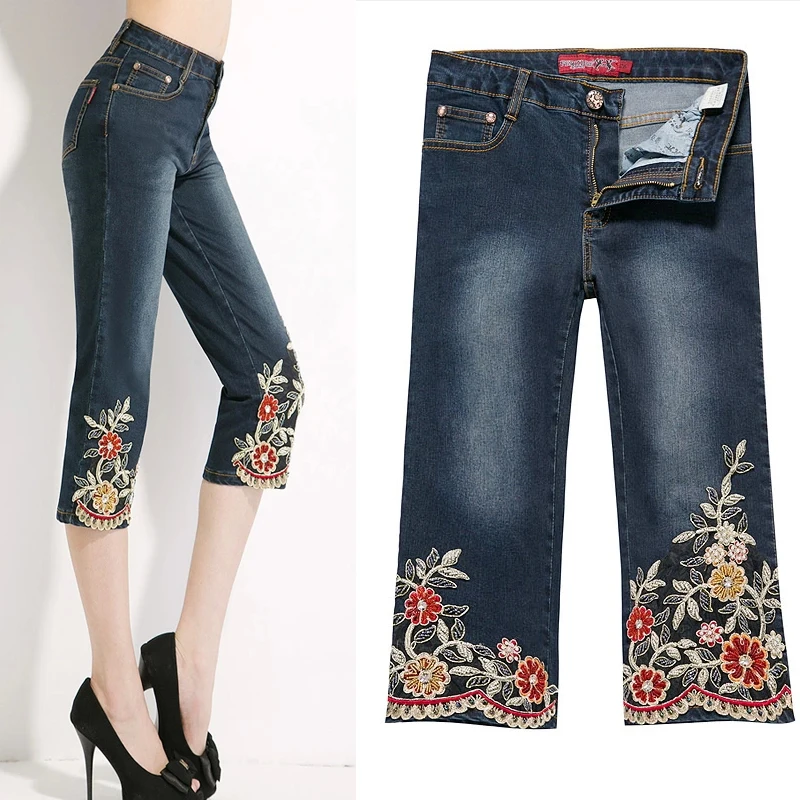 embroidered capris