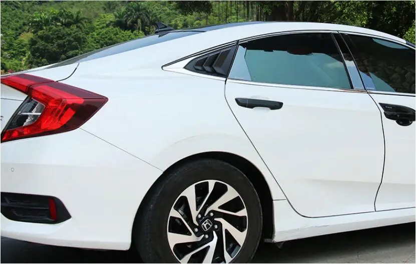 

JIOYNG ABS CHROME CAR REAR WINDOW DECORATION STRIPS TRIM COVER BLACK 2PCS FIT FOR HONDA CIVIC 2016 2017 2018