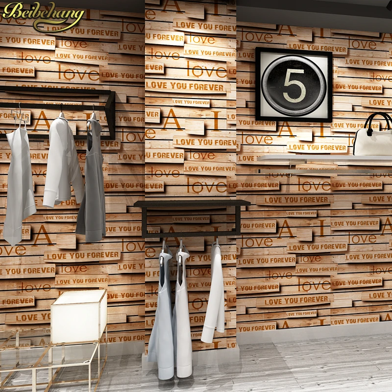 beibehang Luxury Retro Wood Stripe PVC Wallpaper Modern Living Room Waterproof letter wallpaper for walls 3 d wall paper rolls