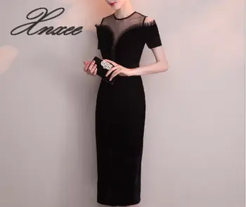 

Black dress 2020 new noble mid-length party party banquet ladies dress