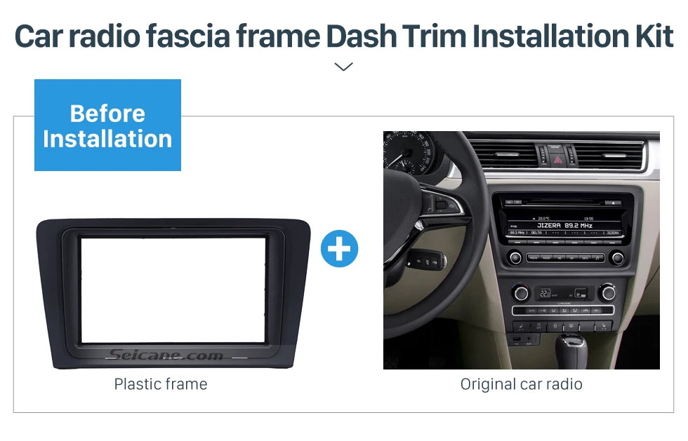 Seicane Black 2Din Car Radio Fascia Frame DVD CD Player Trim Kit Panel For Skoda Rapid Spaceback