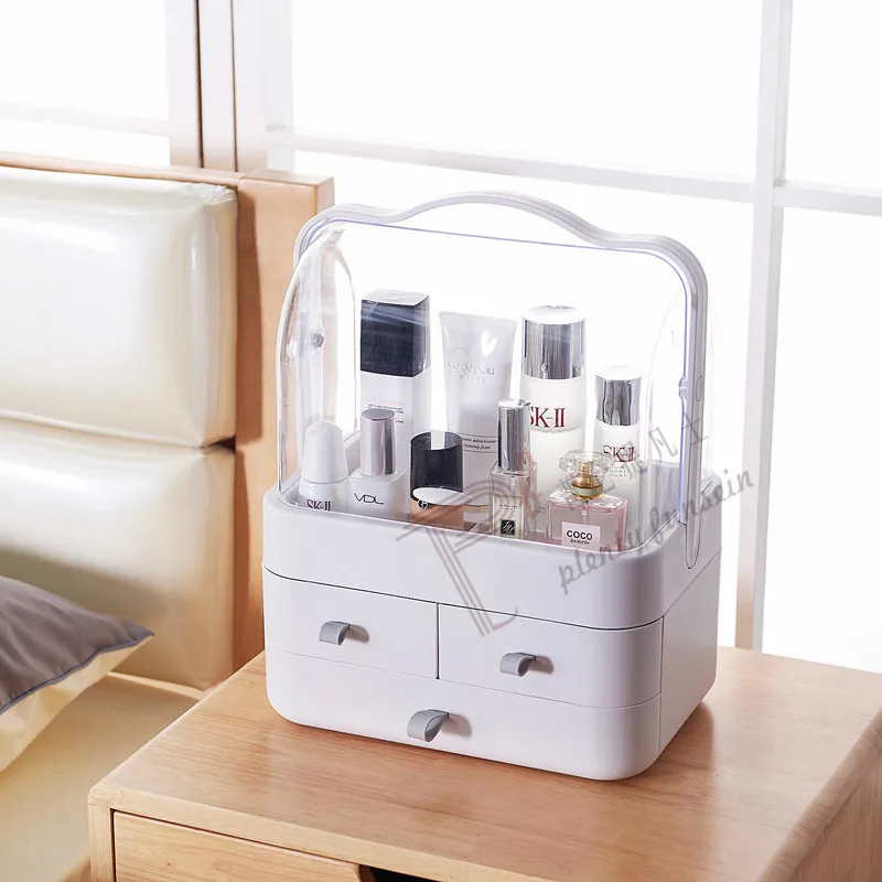 

Large capacity Storage Box Makeup Container Organizer Light Portable Store Jewelry Cosmetic Plastic Dustproof Drawer Waterproof