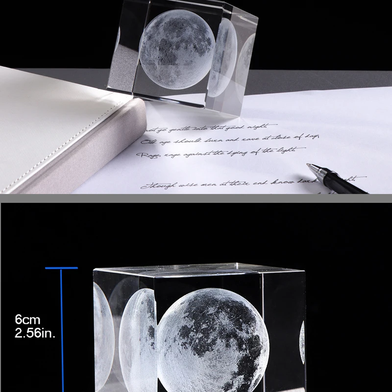 3D лазерная гравировка Луна кристалл куб K9 кристалл ремесло Сфера домашний Декор Орнамент Глобус подарок на день рождения украшения Аксессуары