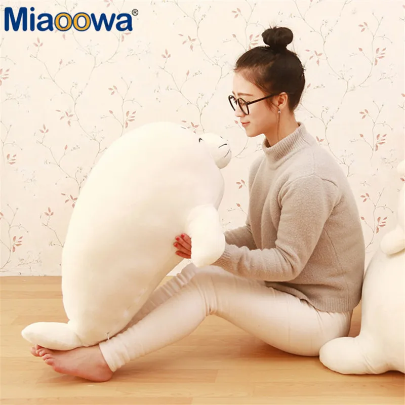 Miaoowa 1pc 80/100cm Big Lovely Soft Seal Plush Toy Elastic Marine Animal Plush Stuffed Pillow Creative Kids Birthday Gift Doll