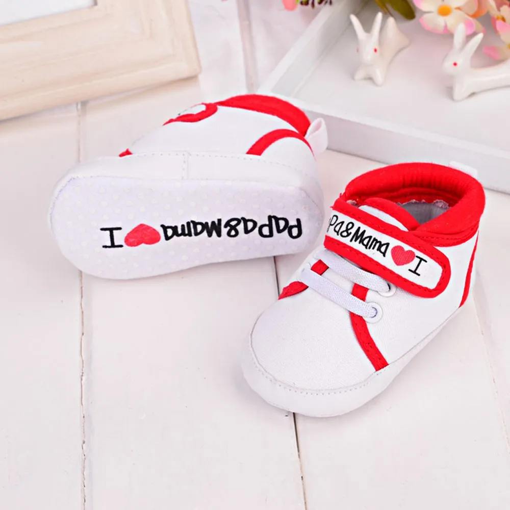 Love Papa& Mama/принт с буквами для детей; тканевые кроссовки для маленьких мальчиков и девочек; нескользящая Мягкая подошва