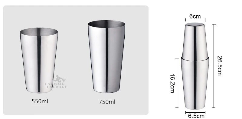 550 мл/750 мл нержавеющая сталь коктейль Бостонский бар шейкер барный инструмент
