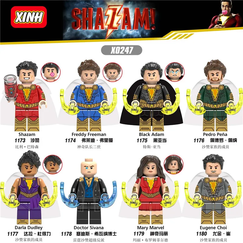 

Legoings Single DC Super Heroes Shazam Pedro Pena Mary Marvel Freddy Freeman Black Adam Mary Building Blocks Figures Toys Gift
