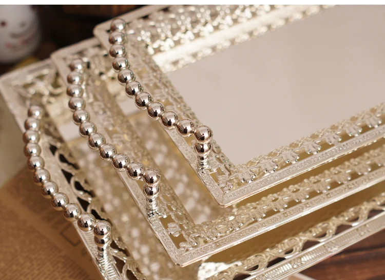 Роскошный металлический поднос vassoio rettangolo с серебряным золотым покрытием, поднос для десерта с ручкой, свадебные, вечерние, для ресторана, 597